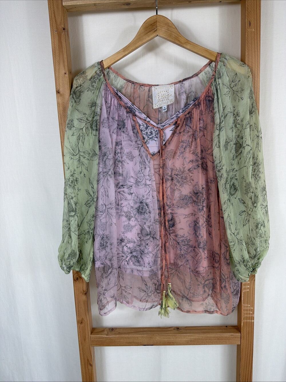 Johnny Was Multicolor Tank And Sheer Over Top #1377 Size MED BOHO Style